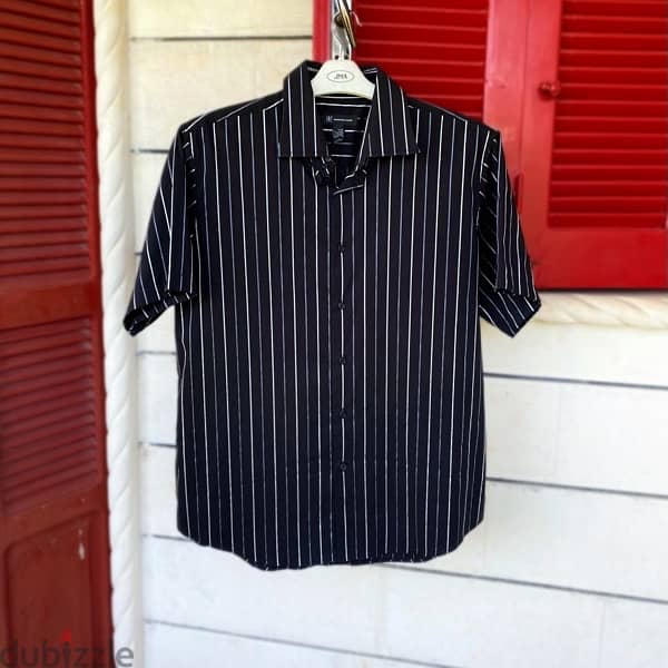 INTERNATIONAL CONCEPTS Black Silver Lined Shirt. 1