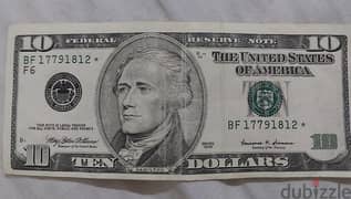 Ten USA Dollars special star Banknote year 1999 0
