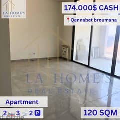 apartment for sale in qennabet broumanaشقة للبيع في قنابة برمانا