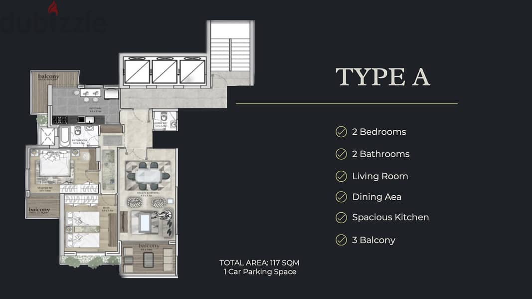 117 sqm & 237 sqm - Apartment For Sale in Rawche - شقة للبيع في الروش 4