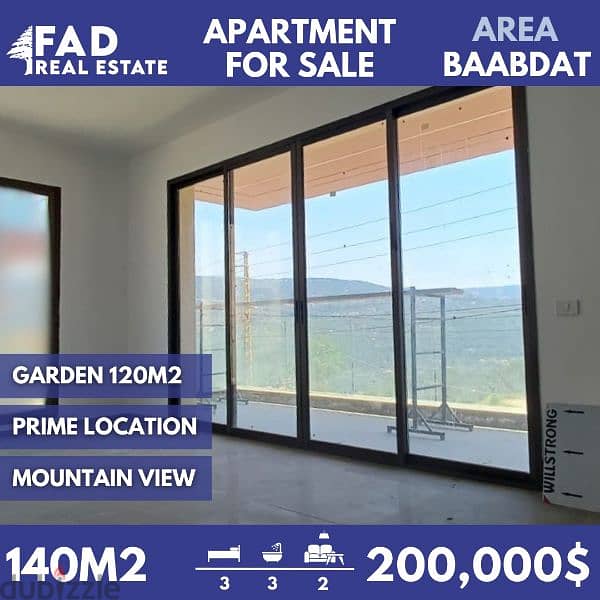 Apartment for sale in Baabdatشقة للبيع في بعبدات 0