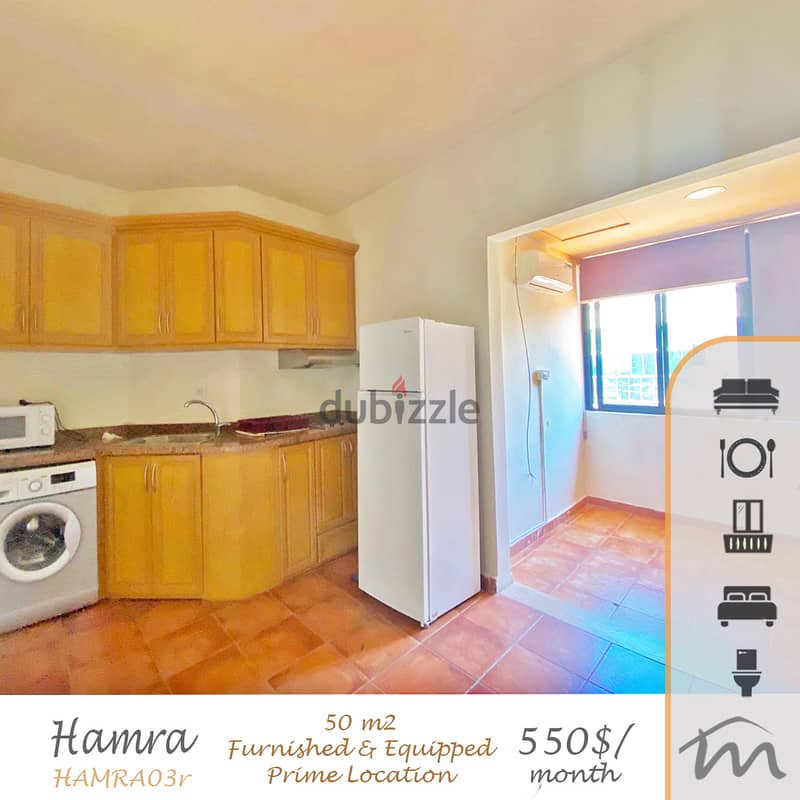 Hamra | Furnished/Equipped 1 Bedroom Apartment | Prime Location 0