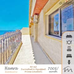 Hamra | Huge Balcony | Sea View | Furnished/Equipped 1 Bedroom Apart 0