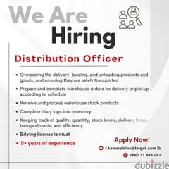 Distribution Officer is Needed! 0