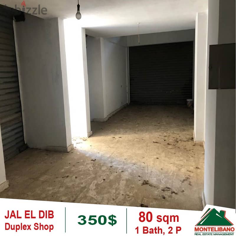 350$!! Shop duplex for rent located in Jal El Dib 2