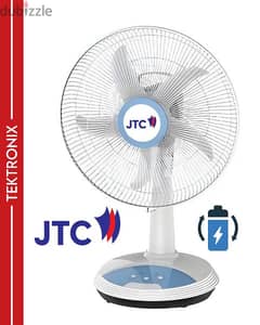 JTC Rechargeable 3 Speed Table Fan 14" + USB Mobile Charger 0