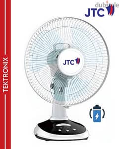 JTC 12" 3 Speed Rechargeable Table Fan LED Night Light 0