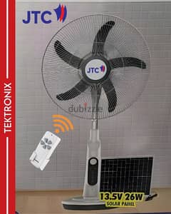 JTC 18" Rechargeable Stand Fan 3-Speed Solar Charge 10hrs Working 0