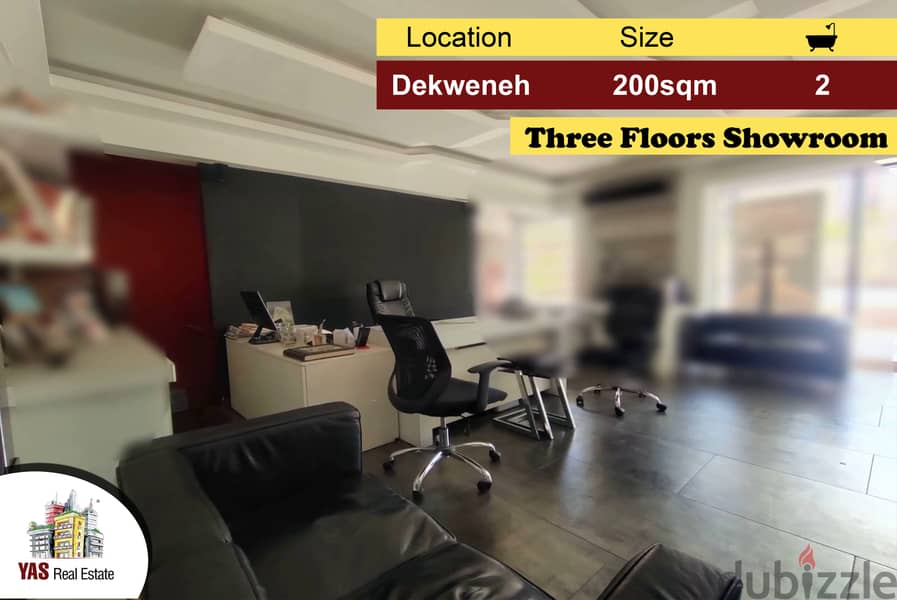 Dekweneh 200m2 | Showroom/Shop |  Furnished | Three Floors | AA 0