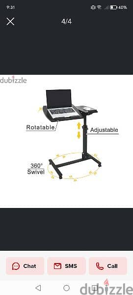 Foldable Laptop Table with 2 Desks and Wheels 1