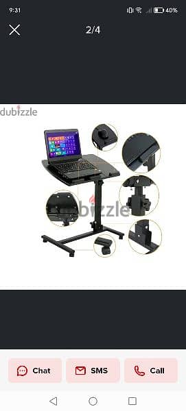 Foldable Laptop Table with 2 Desks and Wheels 3