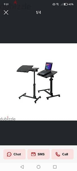 Foldable Laptop Table with 2 Desks and Wheels 4