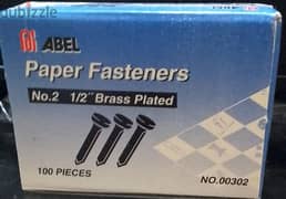 ABEL PAPER FASTENERS BRASS PLATED 0