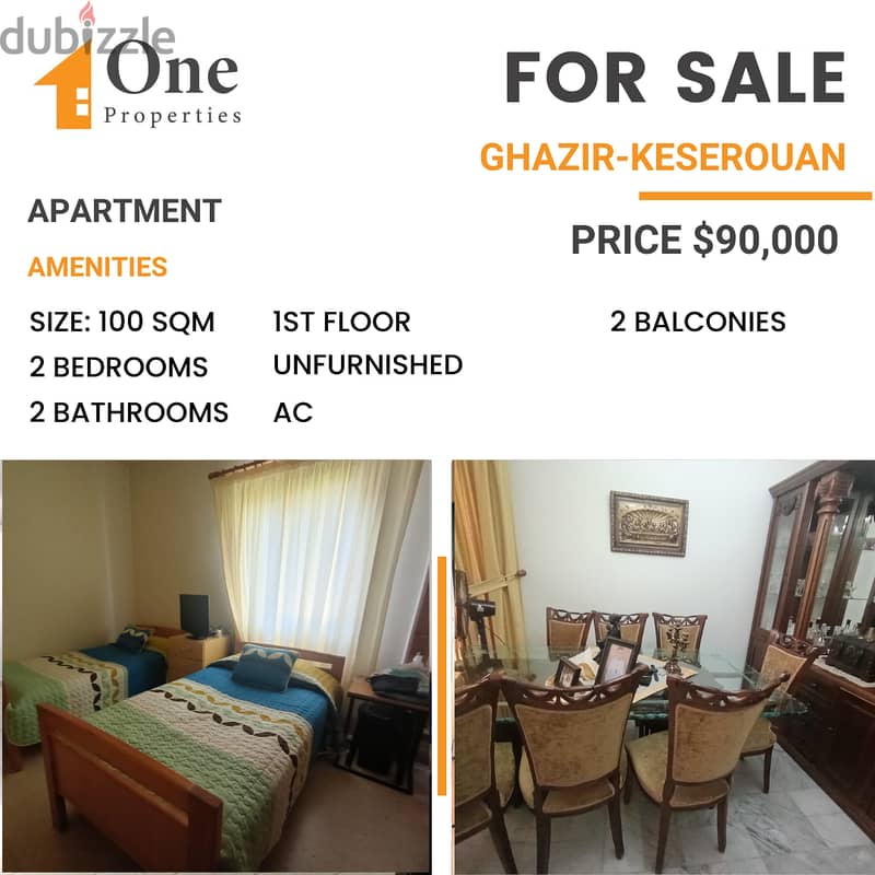 SPACIOUS APARTMENT for SALE,in GHAZIR-KESEROUAN. 0