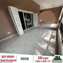 900$!! Semi Furnished Apartment for rent in Beit Merry 0