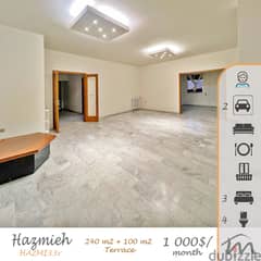 Hazmiyeh | Decorated 240m² + 100m² Apartment | 2 Parking Spots