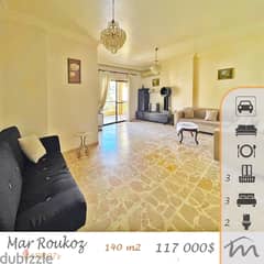 Mar Roukoz | 3 Bedrooms Apart | 3 Balconies | Covered Parking | 140m² 0