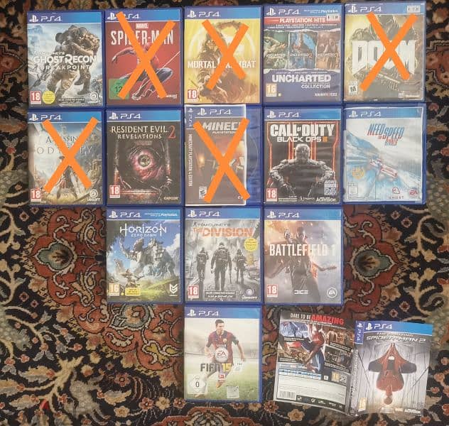 Ps3 and ps4 games used + ps3 console m3addale + ps4 console 1