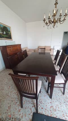 Dining Table with 8 Chairs & Cabinet