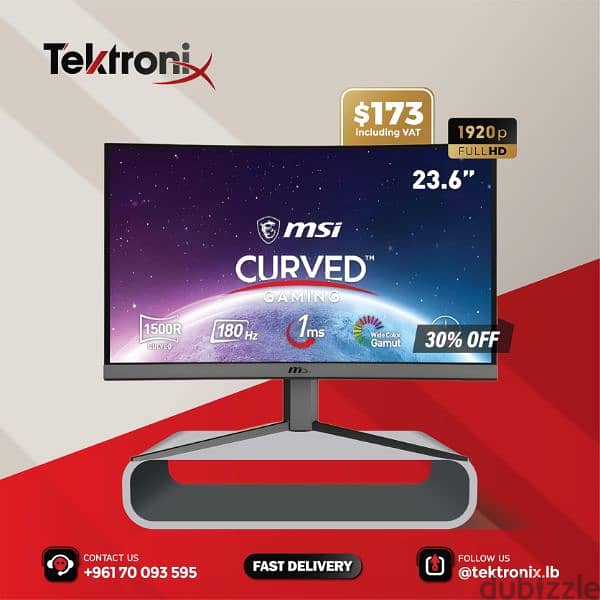 MSI G24C4 E2 24" FHD Curved Gaming Monitor 1920 VA Panel, 180Hz 0