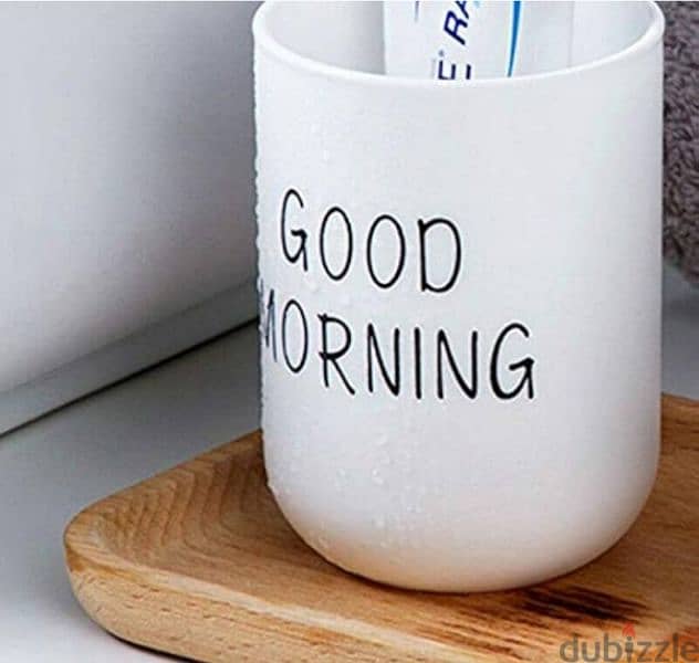 good morning teeth brushes holder cup 3