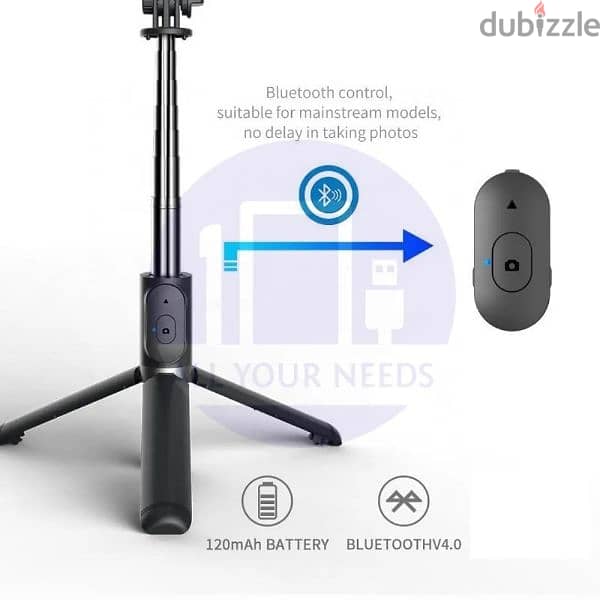 Wireless Remote Control Selfie Stick With LED 2
