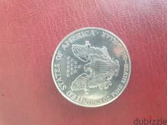 silver one us dollar, 1 oz fine silver,liberty,1987