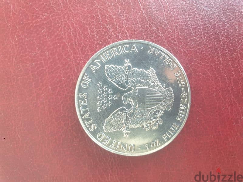 silver one us dollar, 1 oz fine silver,liberty,1987 0