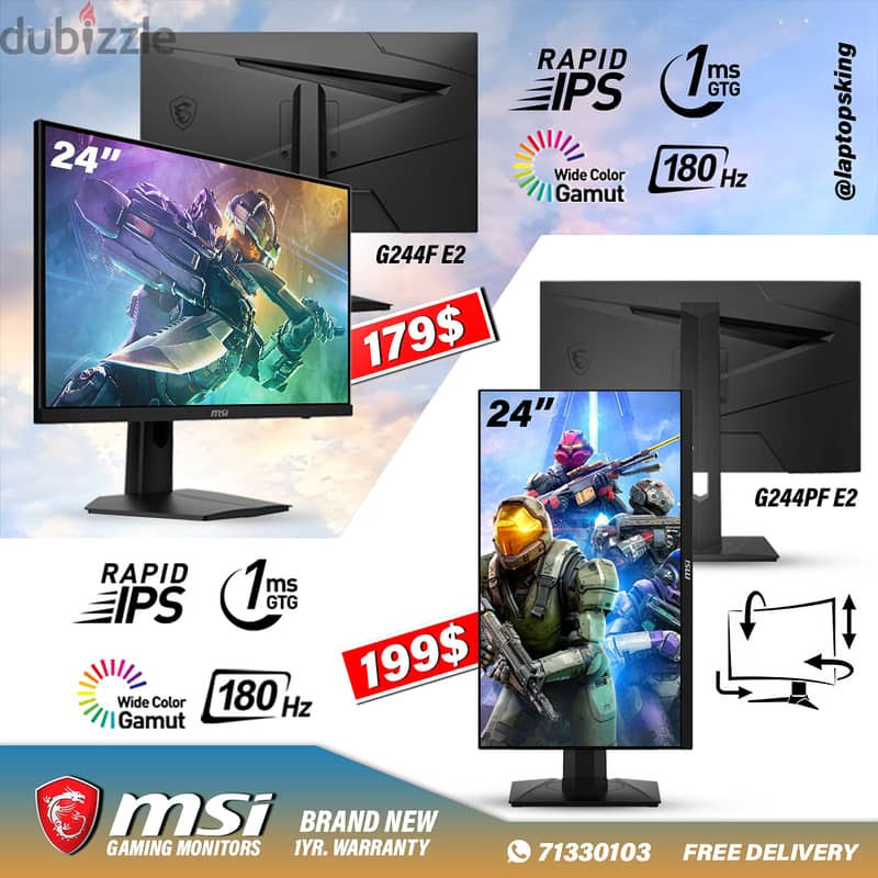 MSI 24" G244 180HZ 1MS GAMING MONITORS 0