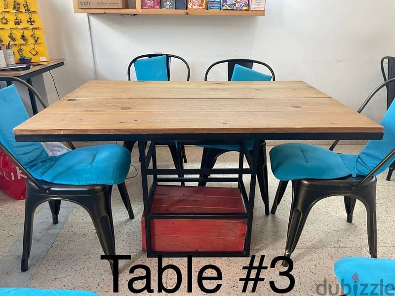 8 wooden tables with black metal legs 4