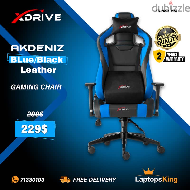 XDRIVE AKDENIZ XD-AKD-M/S BLUE/BLACK LEATHER GAMING CHAIR 0