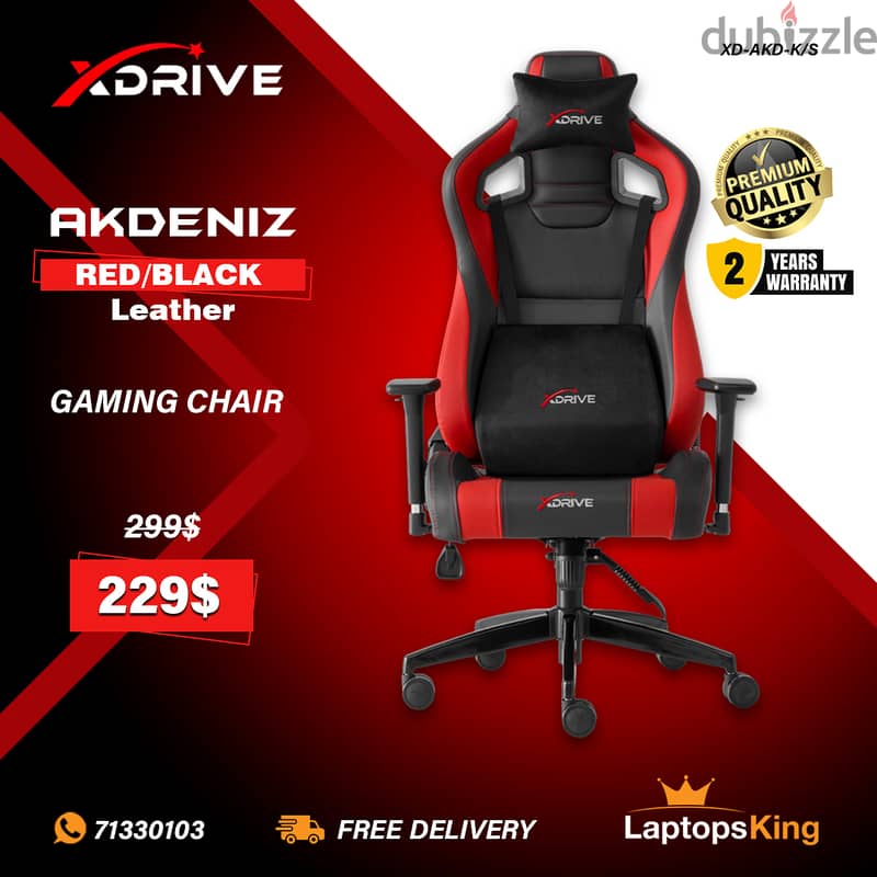 XDRIVE AKDENIZ XD-AKD-K/S RED/BLACK LEATHER GAMING CHAIR 0