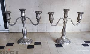 2 Antique Silver Candle Holders. 0