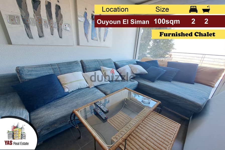 Ouyoun el Siman 100m2 + 120m2 Terrace | furnished Chalet | DA 0