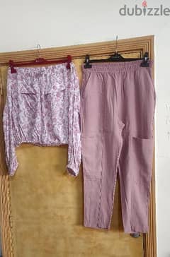 Zara trousers & Asos top pink set medium 38