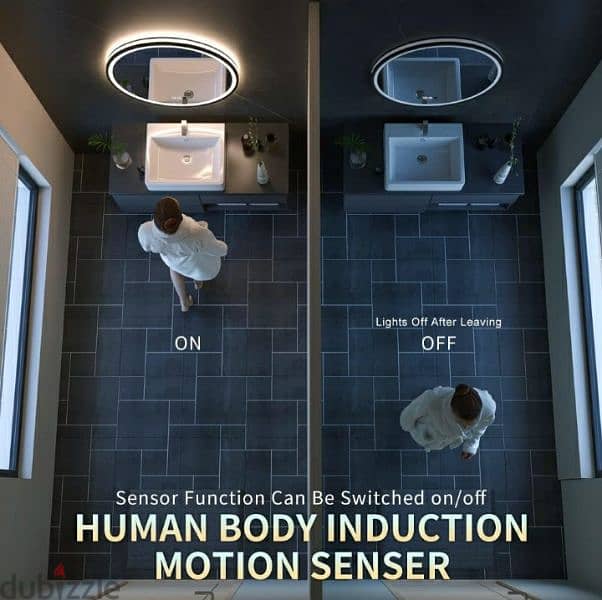 GANPE LED Sensor Mirror, Round Human Body Induction, Illuminated 4