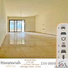 Mansourieh | Brand New 150m² + 125m² Terrace/Garden | 4 Balconies 0