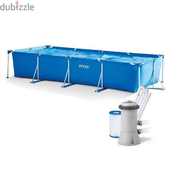 Intex Rectangular Frame Pool With Filter 450 x 220 x 84 cm 1