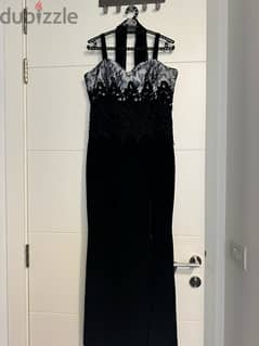 black dress with side slide cut