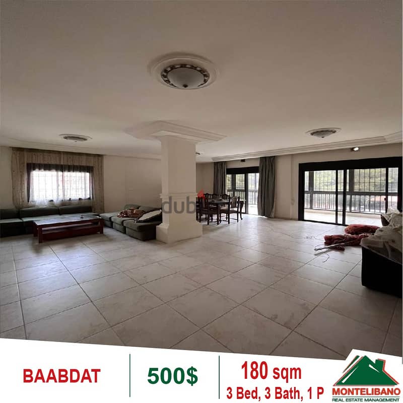 500$!! Apartment for rent located in Baabdat 1
