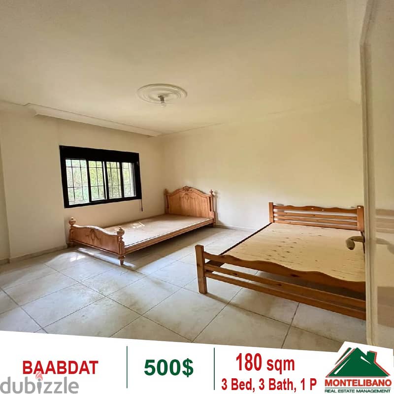 500$!! Apartment for rent located in Baabdat 2