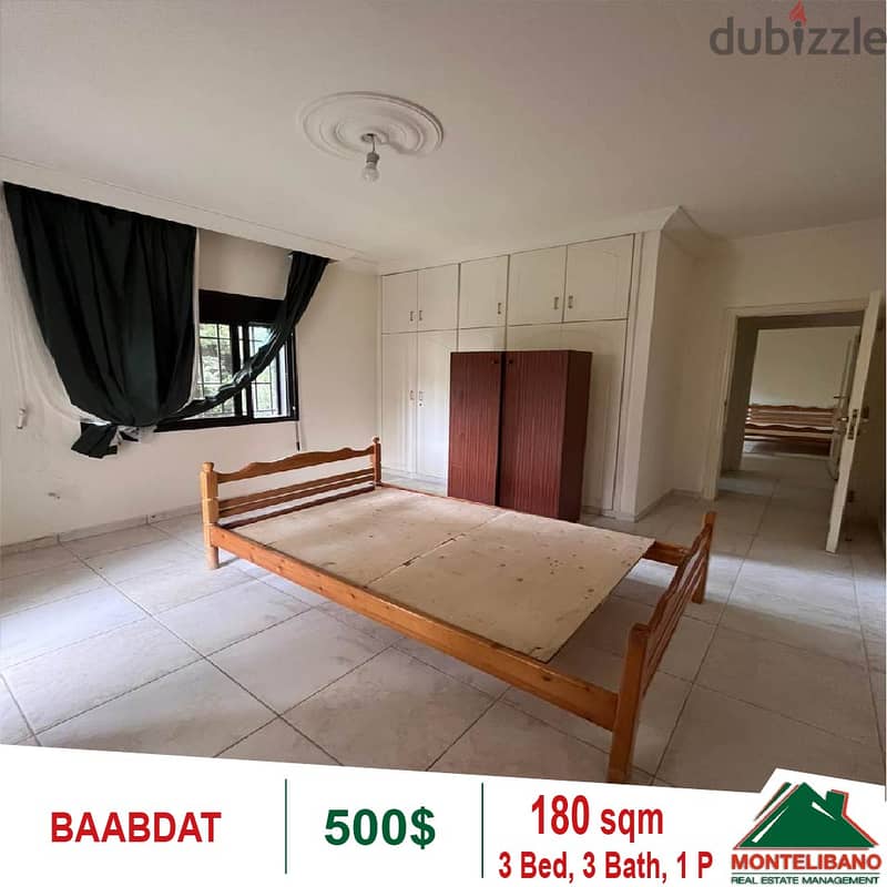 500$!! Apartment for rent located in Baabdat 3