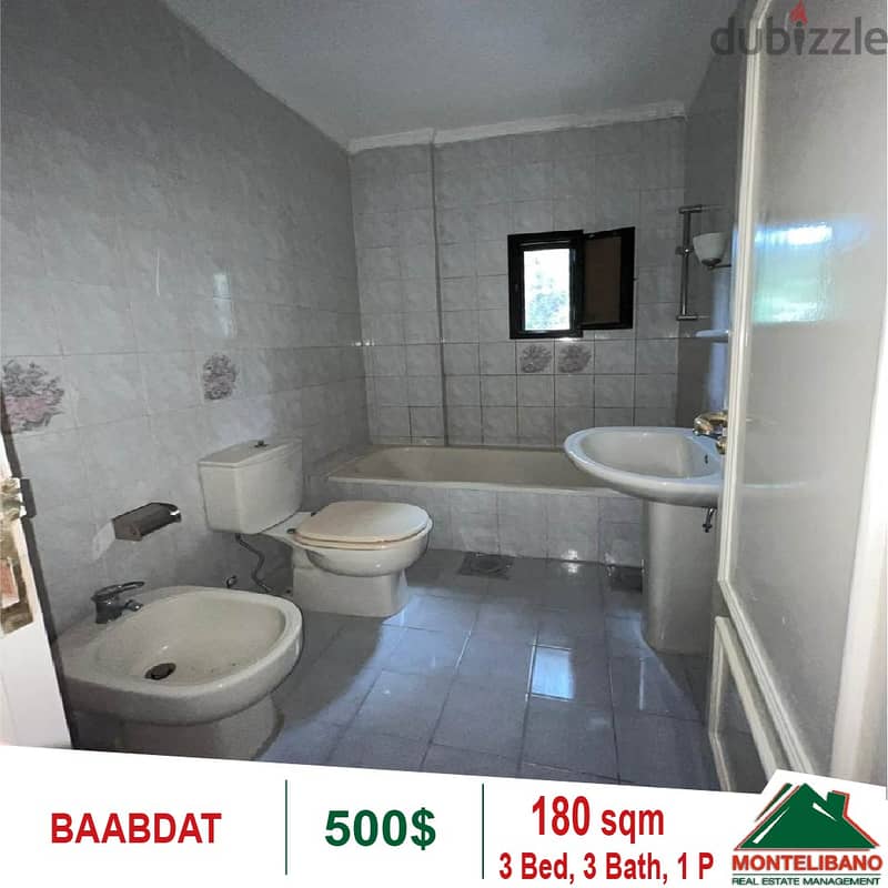 500$!! Apartment for rent located in Baabdat 5