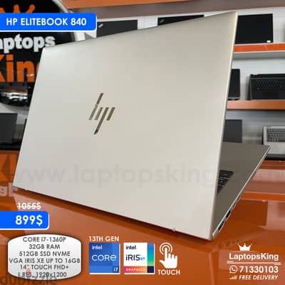 HP ELITEBOOK 840 TOUCH CORE i7-1360P IRIS XE 14" LAPTOP