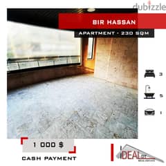 PRIME LOCATION! Apartment for rent in Bir hassan 230 SQM REF#KD104 0