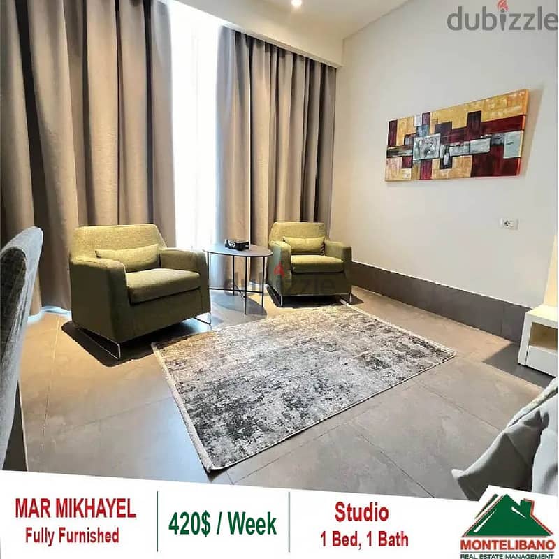 420$/ Week Fully Furnished Studio for Rent located in Mar Mikhayel!! 0