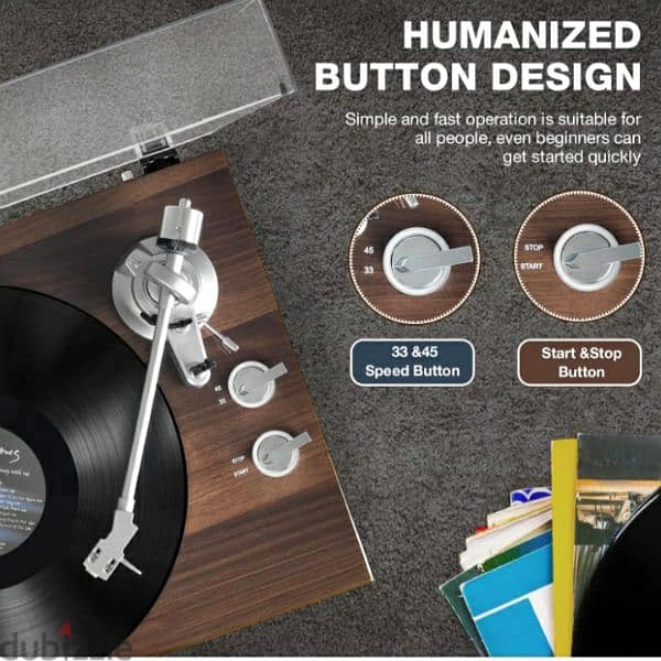 Belt Drive Turntable Bluetooth Vinyl Record Player 4