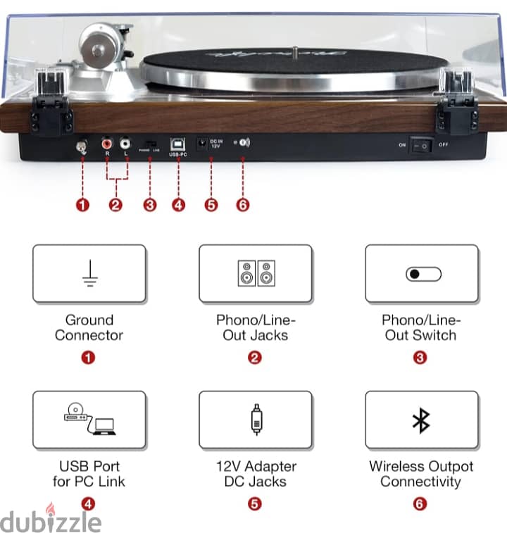 Belt Drive Turntable Bluetooth Vinyl Record Player 7