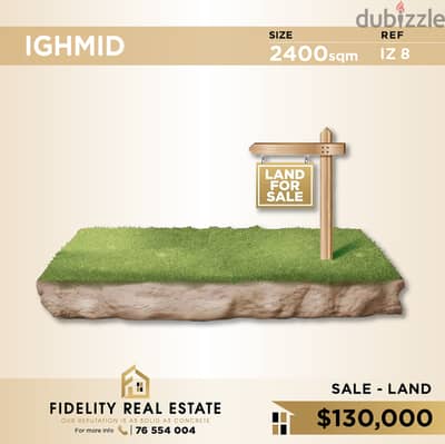 Land for sale in Ighmid - Aley  IZ8 أرض للبيع في إغميد - عاليه