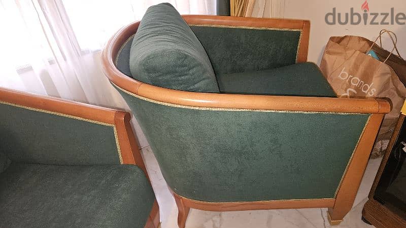emerald green with cherry wood armchairs 2